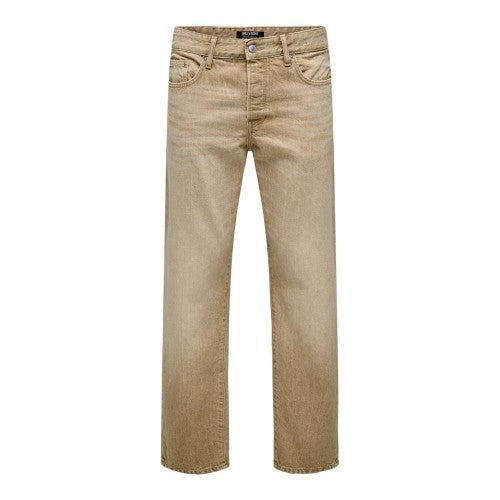Front - Only Mens Denim 5 Pockets Relaxed Fit Jeans