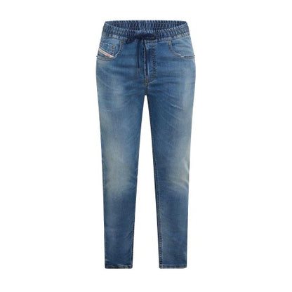 Front - Diesel Womens/Ladies Krly Logo Elasticated Waist Wide Leg Jeans
