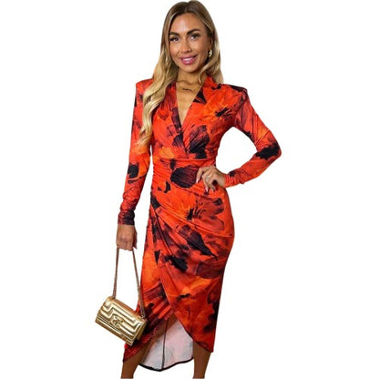 Front - AX Paris Womens/Ladies Floral Long-Sleeved Wrap Dress