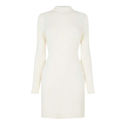 Front - Jack Wills Womens/Ladies Rib Knit Mock Neck Long-Sleeved Midi Dress