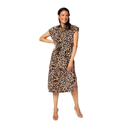 Front - Biba Womens/Ladies Leopard Print Shirt Dress