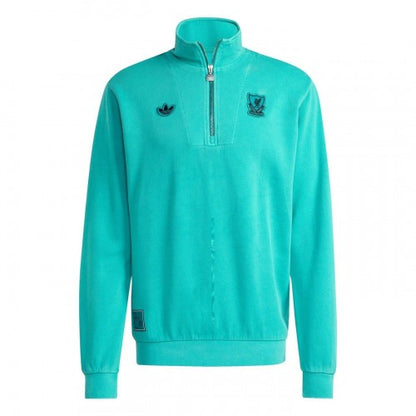 Front - Adidas Mens Terrace Icons Liverpool FC Half Zip Top