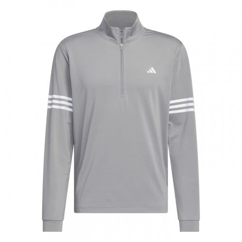 Front - Adidas Mens 3 Stripes Quarter Zip Track Top