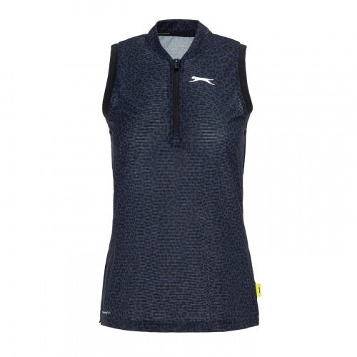 Front - Slazenger Womens/Ladies Leopard Quarter Zip Sleeveless Polo Shirt