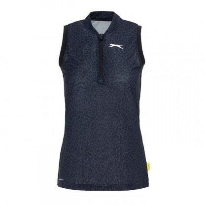 Front - Slazenger Womens/Ladies Leopard Quarter Zip Sleeveless Polo Shirt