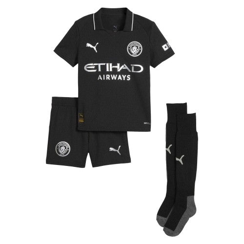 Front - Manchester City FC Childrens/Kids 25/26 Puma Away Kit Set
