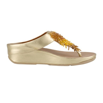 Front - FitFlop Womens/Ladies Platino Rumba Ombre Leather Toe Post Sandals