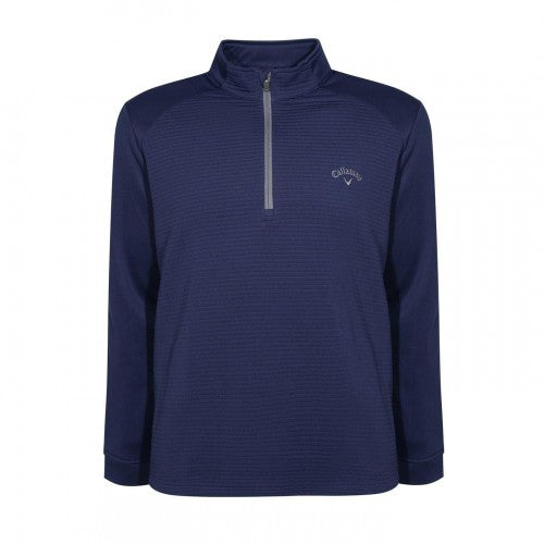 Front - Callaway Mens Herringbone Quarter Zip Golf Top