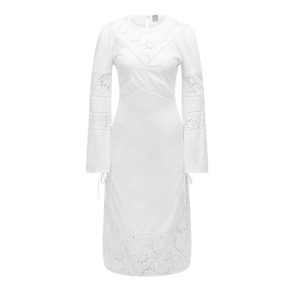Front - Boss Womens/Ladies Broderie Cotton Midi Dress