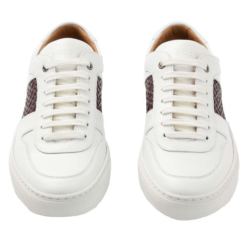Front - Boss Mens Mirage Leather Tennis Trainers