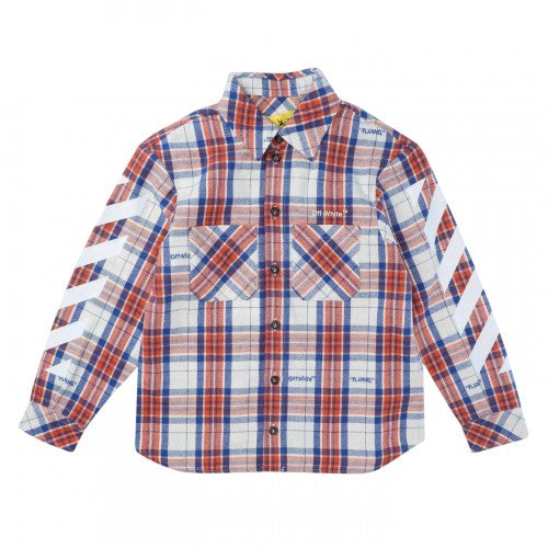 Front - Off White Womens/Ladies Diagonal Stripe Flannel Shirt