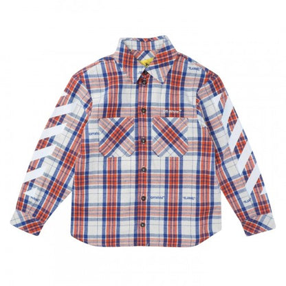 Front - Off White Womens/Ladies Diagonal Stripe Flannel Shirt