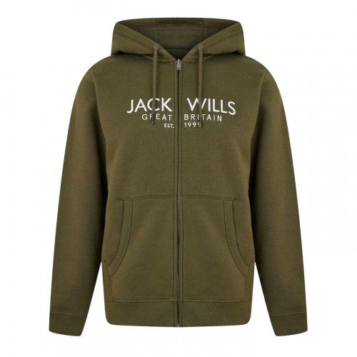 Front - Jack Wills Mens Pinebrook Graphic Full Zip Hoodie