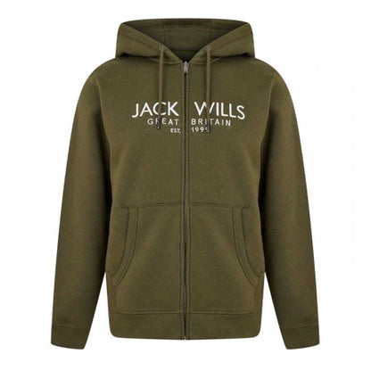 Front - Jack Wills Mens Pinebrook Graphic Full Zip Hoodie