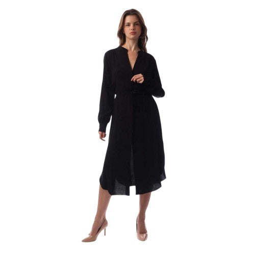 Front - Boss Womens/Ladies Dibanorah Notch Neck Long-Sleeved Midi Shirt Dress