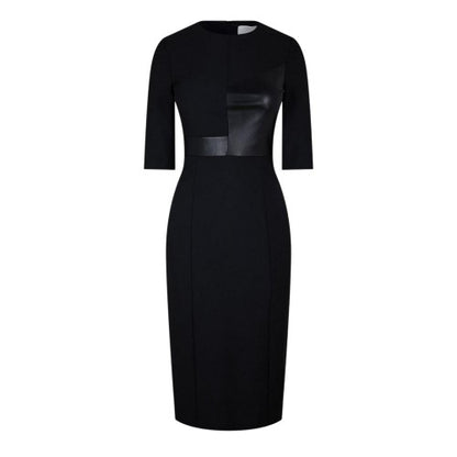 Front - Boss Womens/Ladies Dezona Asymmetric Crew Neck Midi Dress