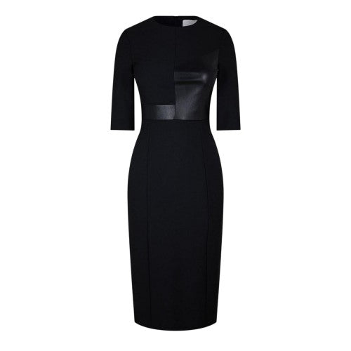 Front - Boss Womens/Ladies Dezona Asymmetric Crew Neck Midi Dress