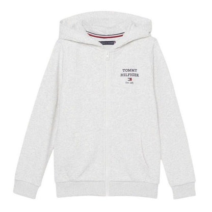 Front - Tommy Hilfiger Boys Logo Full Zip Hoodie