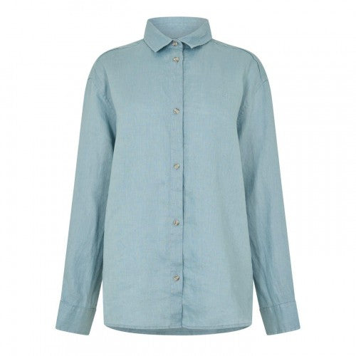 Front - Timberland Womens/Ladies Linen Collared Long-Sleeved Shirt