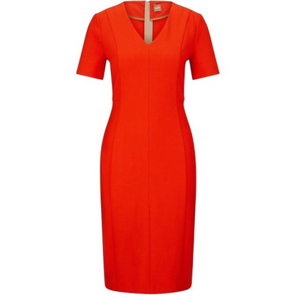 Front - Boss Womens/Ladies Damaisa V Neck Slim Short-Sleeved Midi Dress