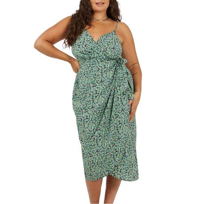 Front - Brave Soul Womens/Ladies V Neck Curved Sleeveless Midi Dress