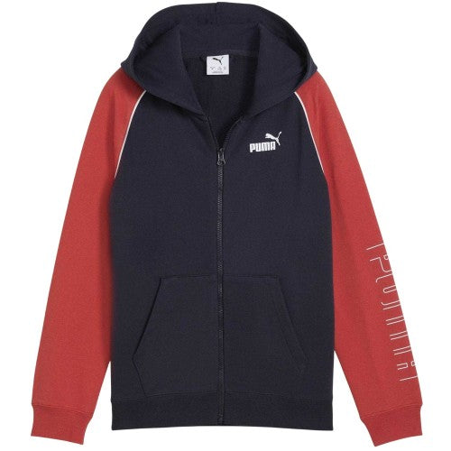 Front - Puma Childrens/Kids Colour Block Raglan Full Zip Hoodie
