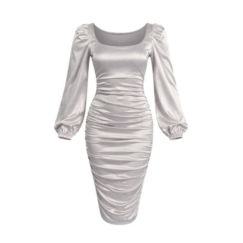 Front - AX Paris Womens/Ladies Ruched Square Neck Midi Dress