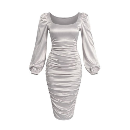 Front - AX Paris Womens/Ladies Ruched Square Neck Midi Dress