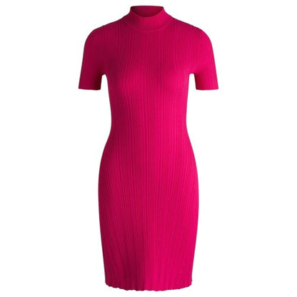 Front - Hugo Womens/Ladies Sareply Mock Neck Short-Sleeved Bodycon Dress