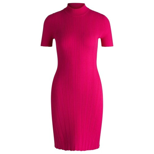 Front - Hugo Womens/Ladies Sareply Mock Neck Short-Sleeved Bodycon Dress