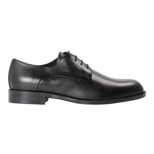 Front - Boss Mens Leather Low Block Heel Derby Shoes