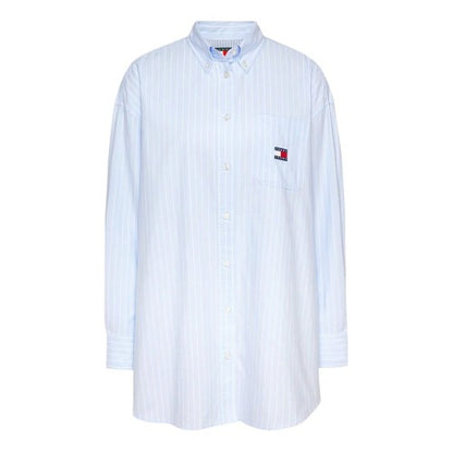 Front - Tommy Jeans Womens/Ladies Oxford Relaxed Fit Long-Sleeved Shirt Dress
