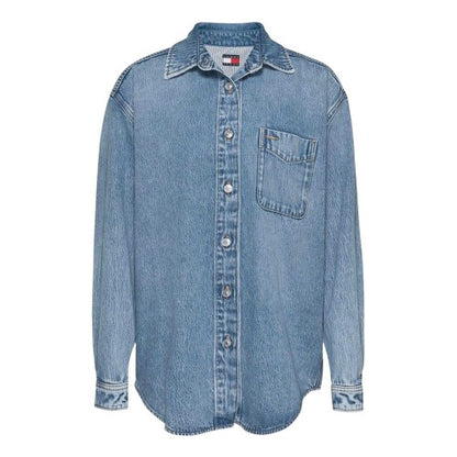 Front - Tommy Jeans Womens/Ladies Denim Relaxed Fit Long-Sleeved Shirt