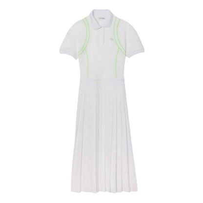 Front - Lacoste Womens/Ladies Neon Tape Polo Shirt Dress