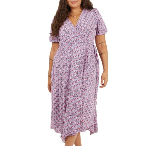 Front - Brave Soul Womens/Ladies Floral V Neck Curved Short-Sleeved Wrap Dress