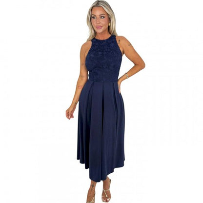 Front - AX Paris Womens/Ladies Embroidered Lace Overlay Midi Dress