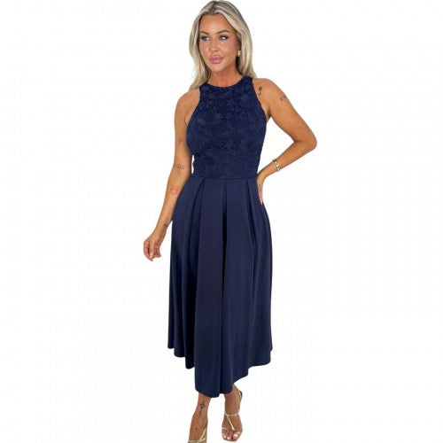Front - AX Paris Womens/Ladies Embroidered Lace Overlay Midi Dress