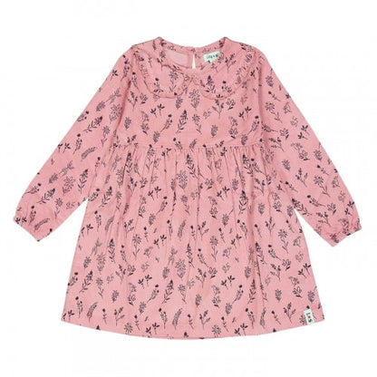 Front - Lilly & Sid Girls Floral Corduroy A-line Dress