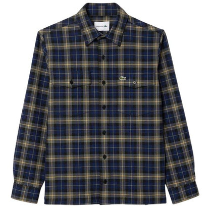 Front - Lacoste Mens Checked Embroidered Overshirt