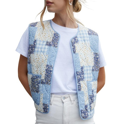 Front - Threadbare Womens/Ladies Cabos Patchwork Quilted Regular Gilet
