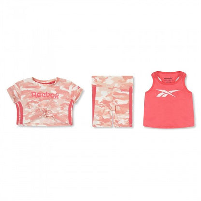 Front - Reebok Girls Camo Top & Bottom Set Set (Pack of 3)