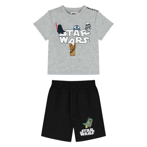 Front - Star Wars Childrens/Kids Logo Printed Top & Bottom Set