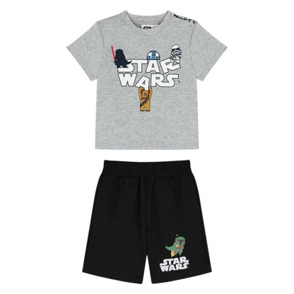 Front - Star Wars Childrens/Kids Logo Printed Top & Bottom Set