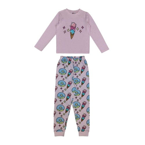 Front - Star Girls Ice Cream Long-Sleeved Pyjama Set (Pack of 1)