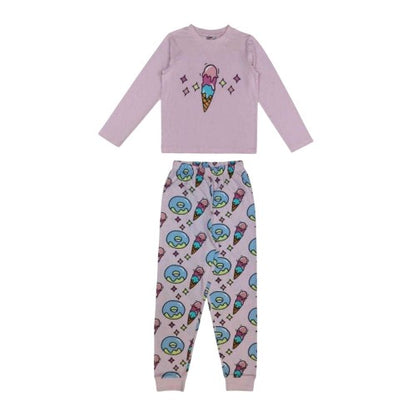 Front - Star Girls Ice Cream Long-Sleeved Pyjama Set (Pack of 1)