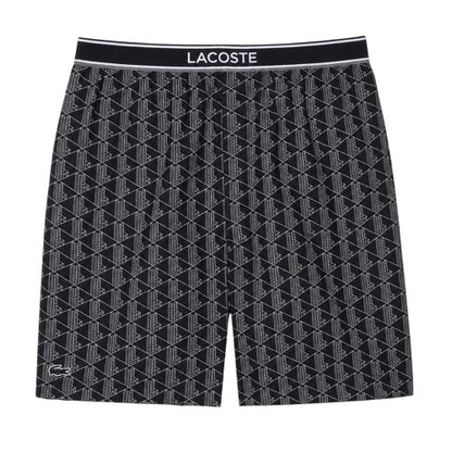 Front - Lacoste Mens Crocodile Print Lounge Pyjama Shorts