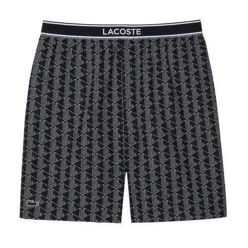 Front - Lacoste Mens Crocodile Print Lounge Pyjama Shorts