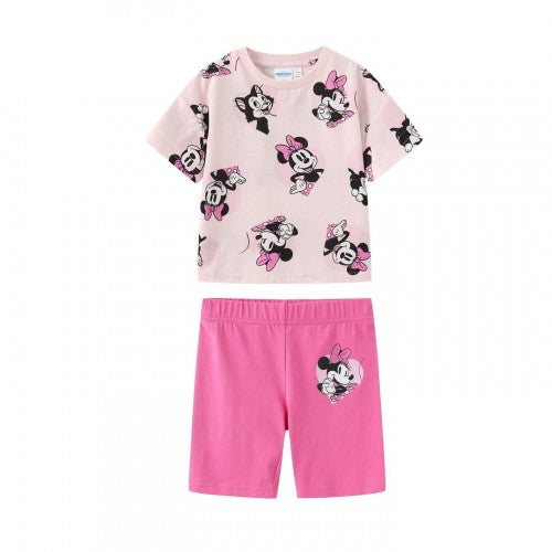 Front - Disney Girls Mickey Mouse T-Shirt & Shorts Set