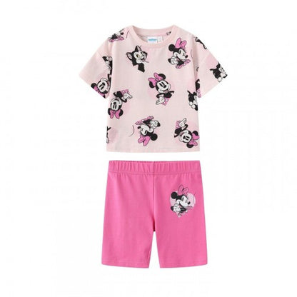Front - Disney Girls Mickey Mouse T-Shirt & Shorts Set