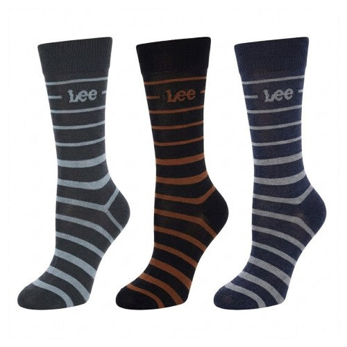 Front - Lee Mens Striped Socks (Pack of 3)
